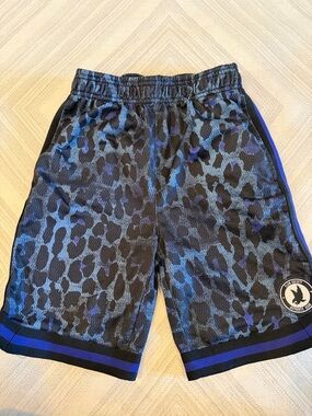 Flow Society Boys Youth Small Athletic Shorts Blue Black Animal Print 7” Inseam